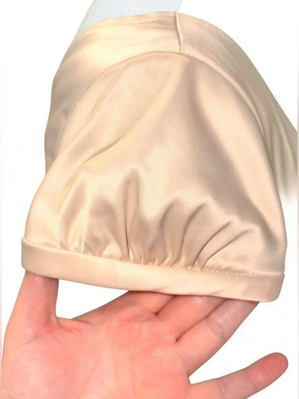 Ellen Tracy Champagne Satin Ruched Front V-Neck Cap Sleeve Sheath Dress
